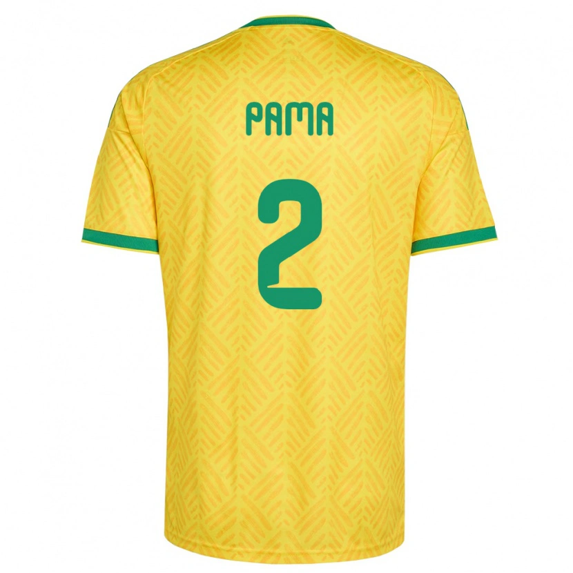Danxen Hombre Camiseta Sudáfrica Sive Pama #2 Amarillo Verde 1ª Equipación 26-28 La Camisa