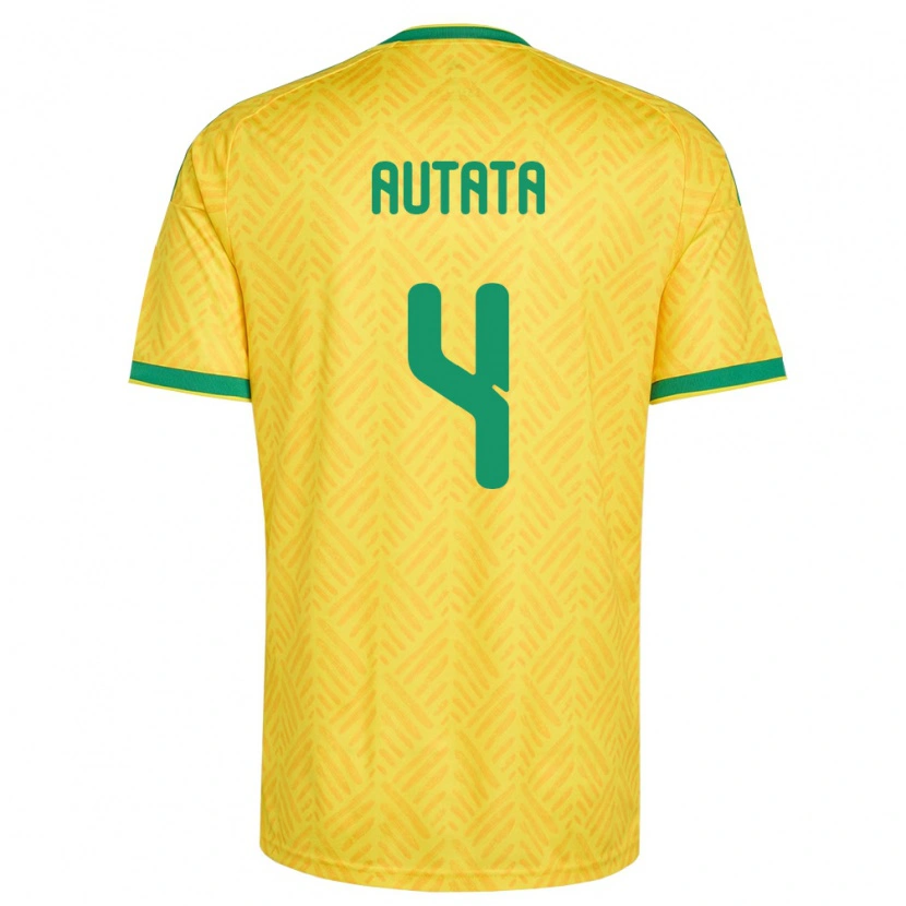 Danxen Hombre Camiseta Sudáfrica Patrick Autata #4 Amarillo Verde 1ª Equipación 26-28 La Camisa