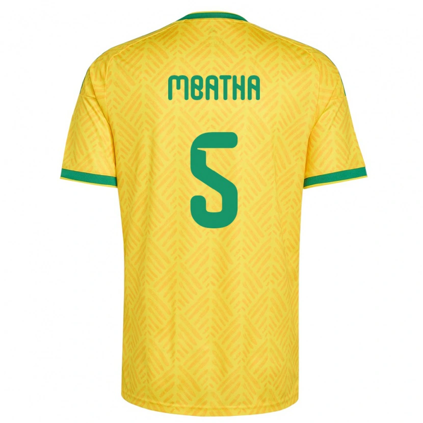 Danxen Hombre Camiseta Sudáfrica Thalente Mbatha #5 Amarillo Verde 1ª Equipación 26-28 La Camisa