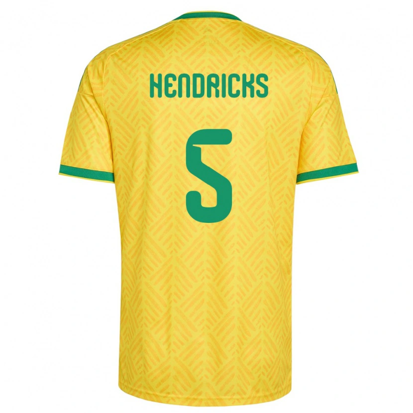Danxen Hombre Camiseta Sudáfrica Luke Hendricks #5 Amarillo Verde 1ª Equipación 26-28 La Camisa