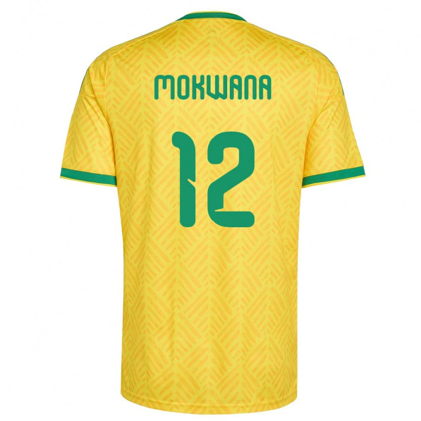 Danxen Hombre Camiseta Sudáfrica Elias Mokwana #12 Amarillo Verde 1ª Equipación 26-28 La Camisa