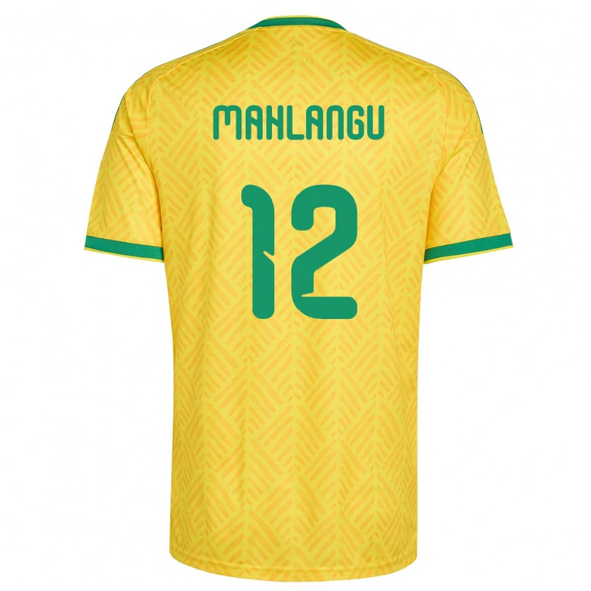 Danxen Hombre Camiseta Sudáfrica Thabang Mahlangu #12 Amarillo Verde 1ª Equipación 26-28 La Camisa