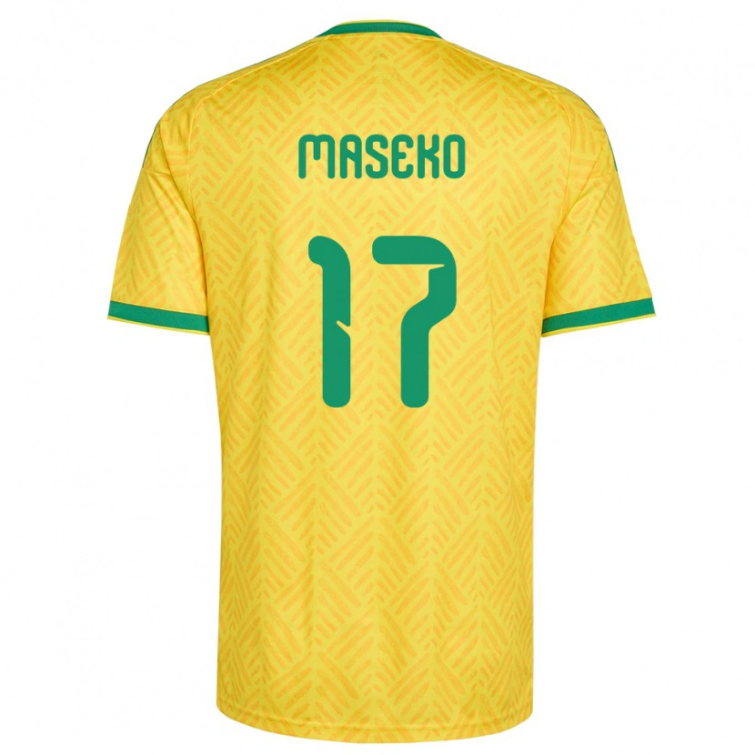 Danxen Hombre Camiseta Sudáfrica Thapelo Maseko #17 Amarillo Verde 1ª Equipación 26-28 La Camisa