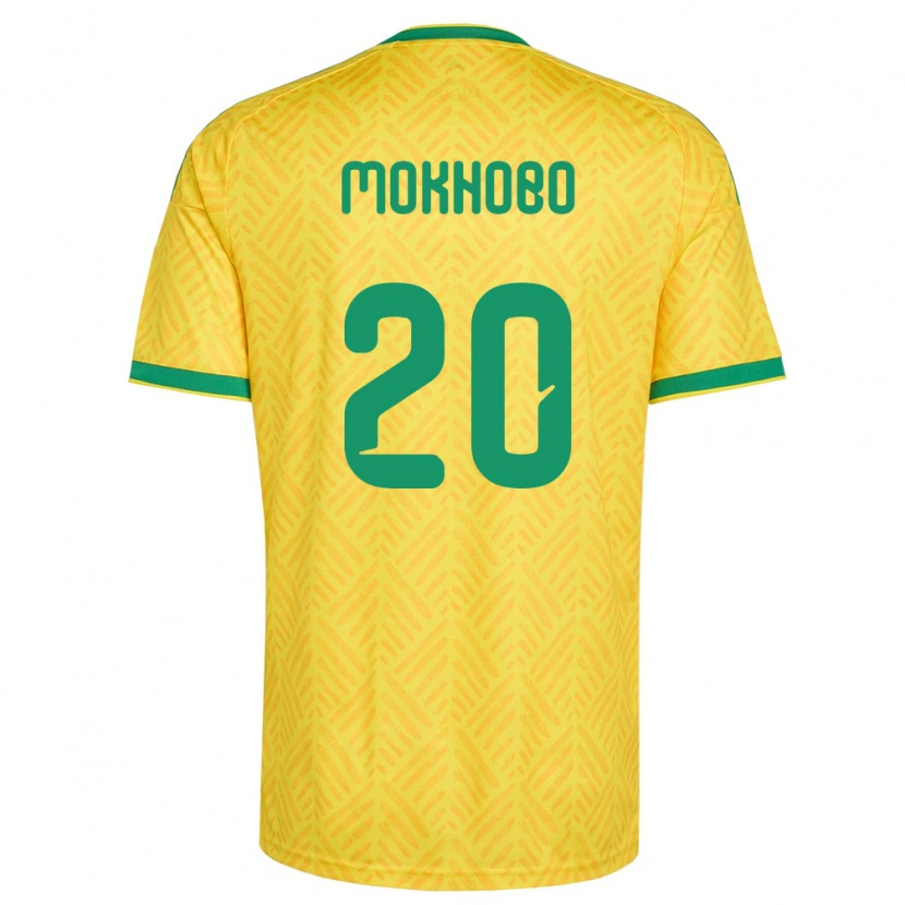 Danxen Hombre Camiseta Sudáfrica Sello Mokhobo #20 Amarillo Verde 1ª Equipación 26-28 La Camisa