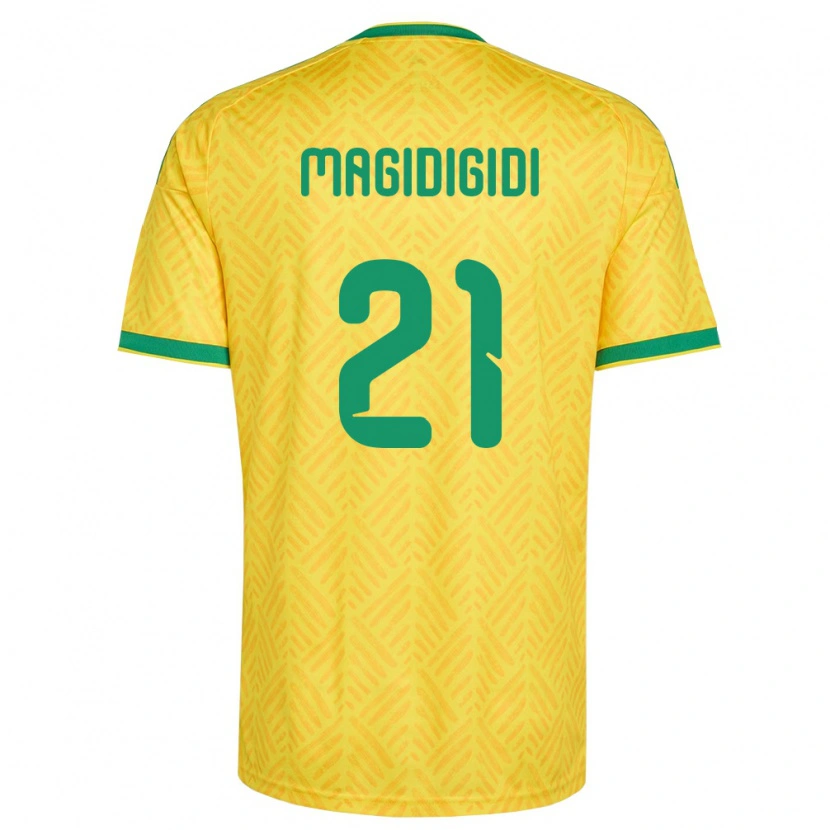 Danxen Hombre Camiseta Sudáfrica Siviwe Magidigidi #21 Amarillo Verde 1ª Equipación 26-28 La Camisa