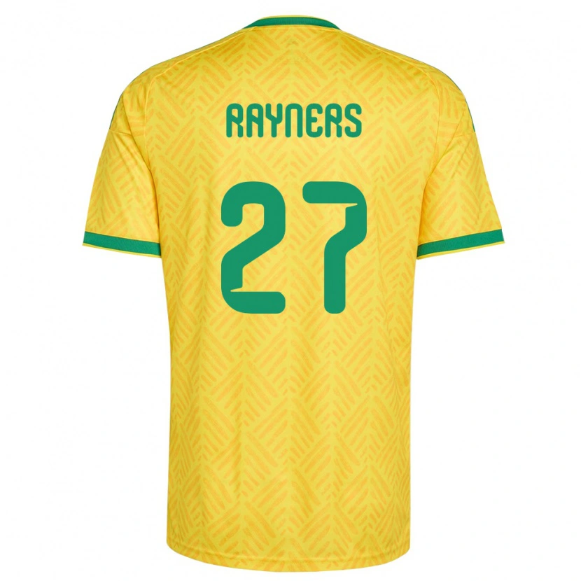 Danxen Hombre Camiseta Sudáfrica Iqraam Rayners #27 Amarillo Verde 1ª Equipación 26-28 La Camisa