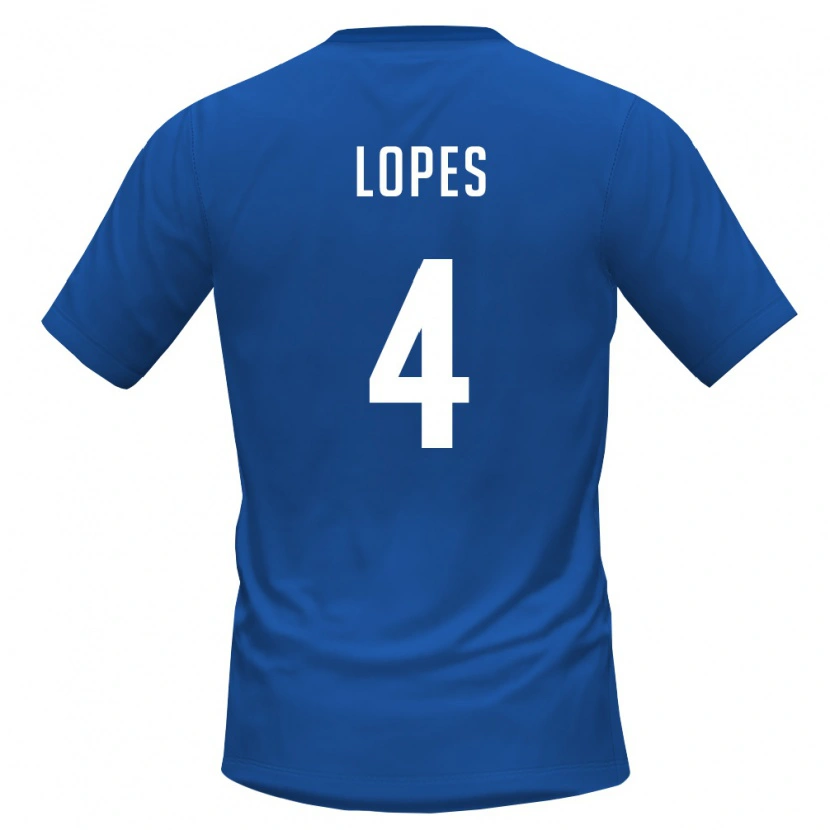 Danxen Hombre Camiseta Cabo Verde Roberto Lopes #4 Azul Real Rojo 1ª Equipación 26-28 La Camisa