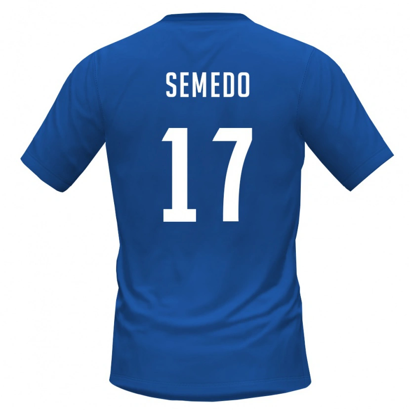 Danxen Hombre Camiseta Cabo Verde Willy Semedo #17 Azul Real Rojo 1ª Equipación 26-28 La Camisa