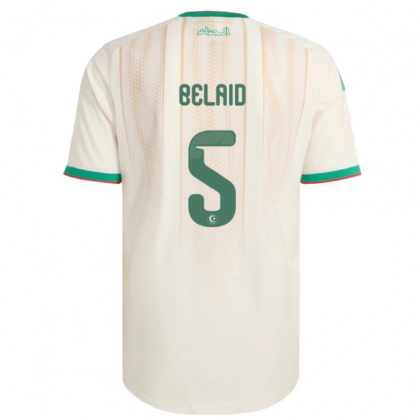 Danxen Hombre Camiseta Argelia Zineddine Belaid #5 Marfil Verde Rojo 1ª Equipación 26-28 La Camisa