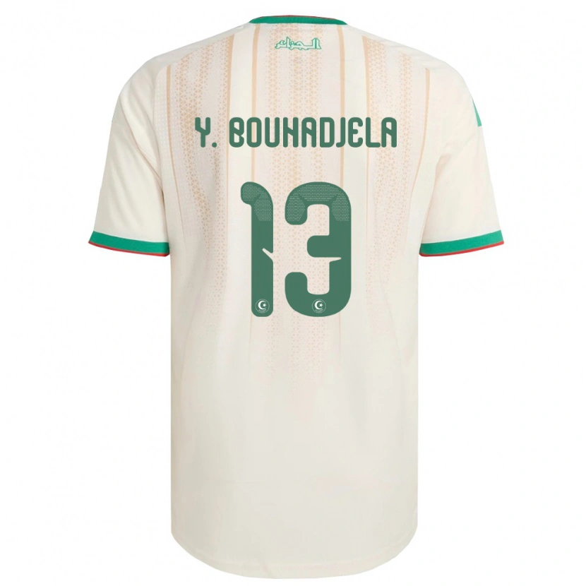 Danxen Hombre Camiseta Argelia Yasser Noureddine Bouhadjela #13 Marfil Verde Rojo 1ª Equipación 26-28 La Camisa