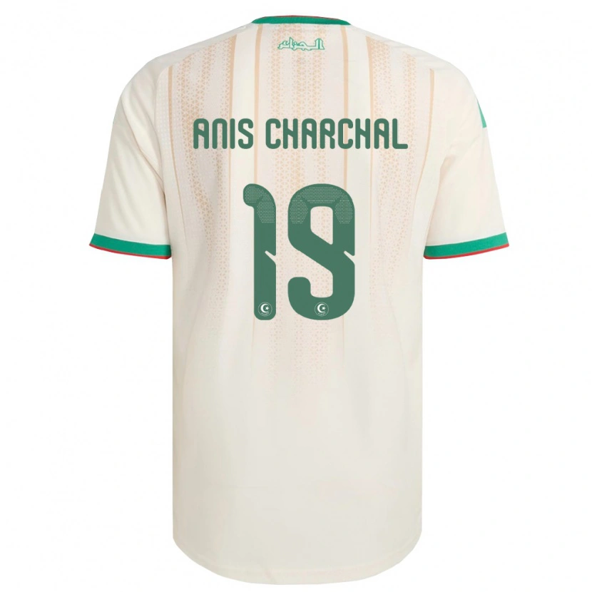 Danxen Hombre Camiseta Argelia Mohamed Anis Charchal #19 Marfil Verde Rojo 1ª Equipación 26-28 La Camisa