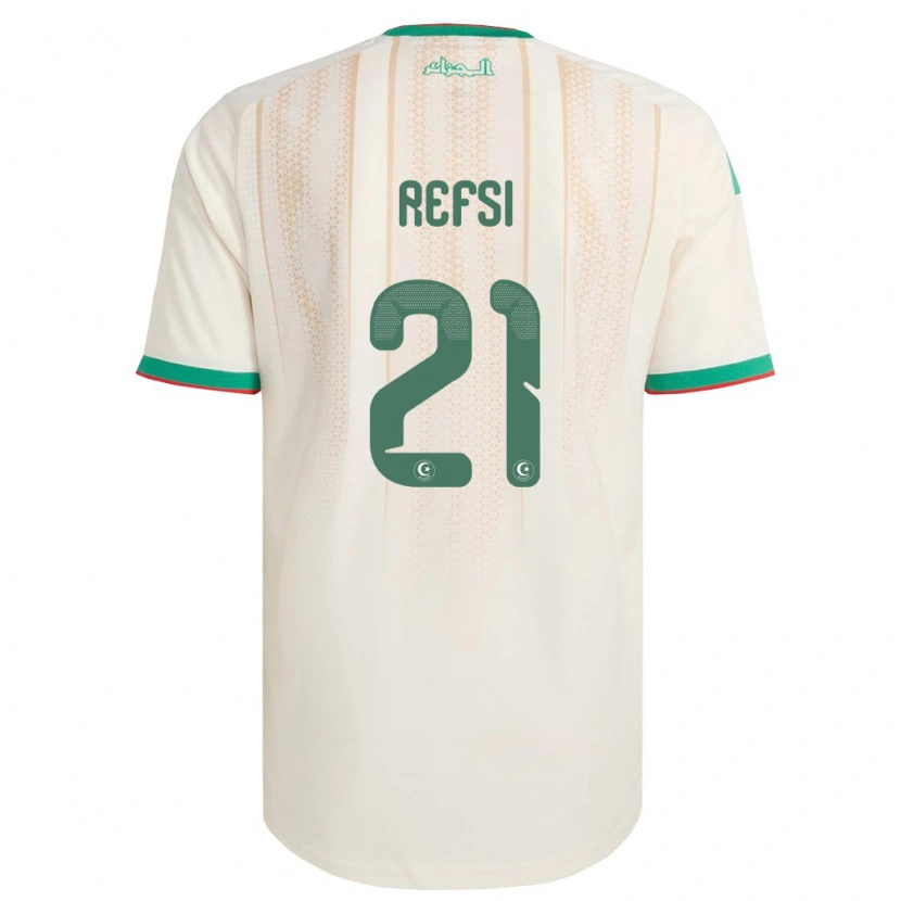 Danxen Hombre Camiseta Argelia Ilian Refsi #21 Marfil Verde Rojo 1ª Equipación 26-28 La Camisa