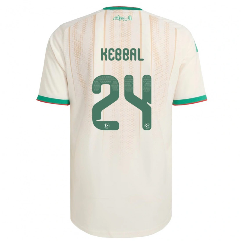 Danxen Hombre Camiseta Argelia Ilan Kebbal #24 Marfil Verde Rojo 1ª Equipación 26-28 La Camisa
