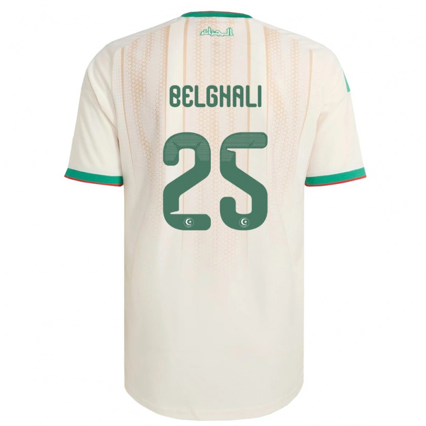 Danxen Hombre Camiseta Argelia Rafik Belghali #25 Marfil Verde Rojo 1ª Equipación 26-28 La Camisa