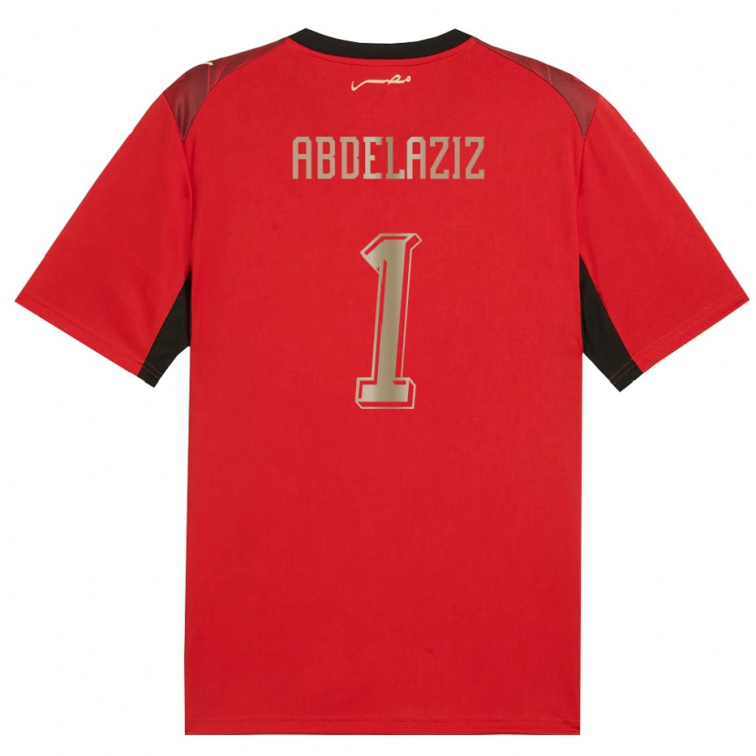 Danxen Hombre Camiseta Egipto Omar Abdelaziz #1 Rojo Negro Oro 1ª Equipación 26-28 La Camisa
