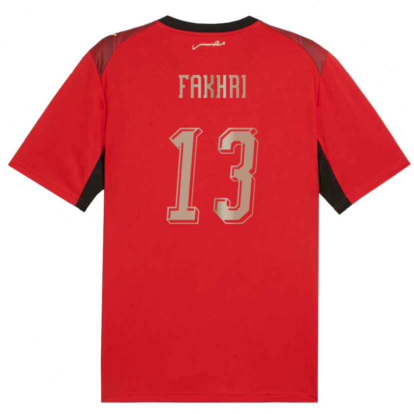 Danxen Hombre Camiseta Egipto Fares Fakhri #13 Rojo Negro Oro 1ª Equipación 26-28 La Camisa