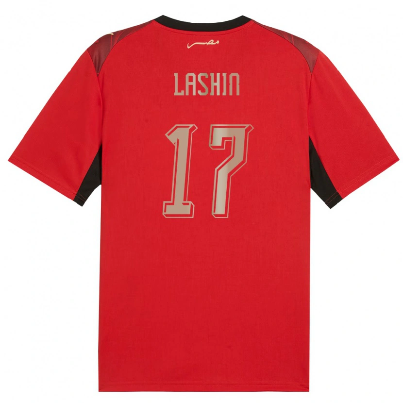 Danxen Hombre Camiseta Egipto Mohanad Lasheen #17 Rojo Negro Oro 1ª Equipación 26-28 La Camisa
