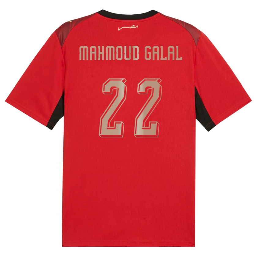 Danxen Hombre Camiseta Egipto Baraa Mahmoud Galal #22 Rojo Negro Oro 1ª Equipación 26-28 La Camisa