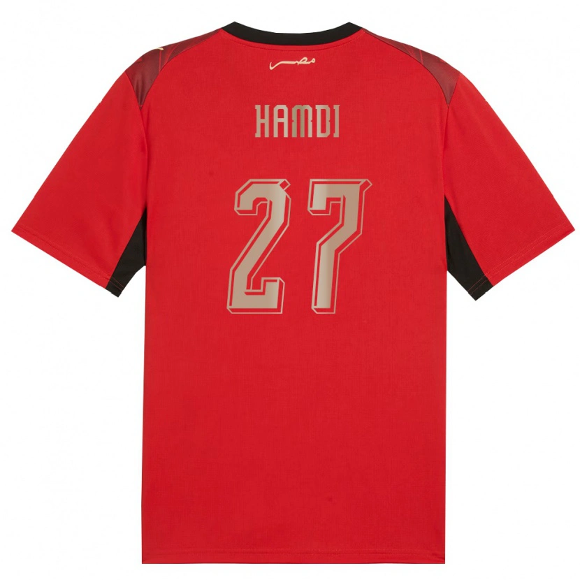 Danxen Hombre Camiseta Egipto Mohamed Hamdi #27 Rojo Negro Oro 1ª Equipación 26-28 La Camisa