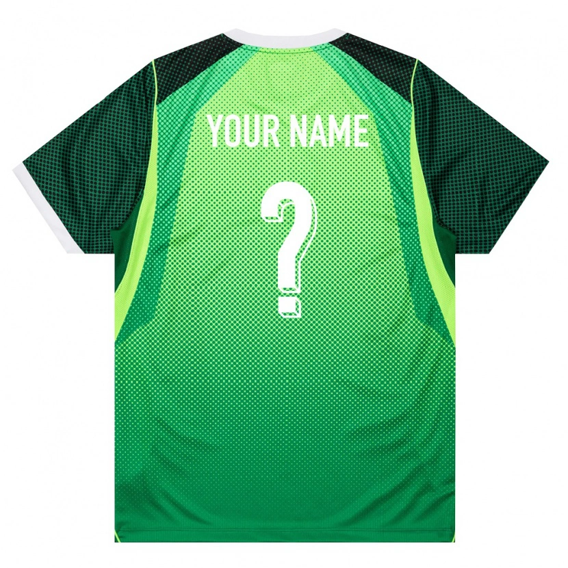 Danxen Hombre Camiseta Nigeria Su Nombre #0 Verde Blanco 1ª Equipación 26-28 La Camisa