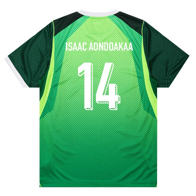 Danxen Hombre Camiseta Nigeria Anongu Isaac Aondoakaa #14 Verde Blanco 1ª Equipación 26-28 La Camisa
