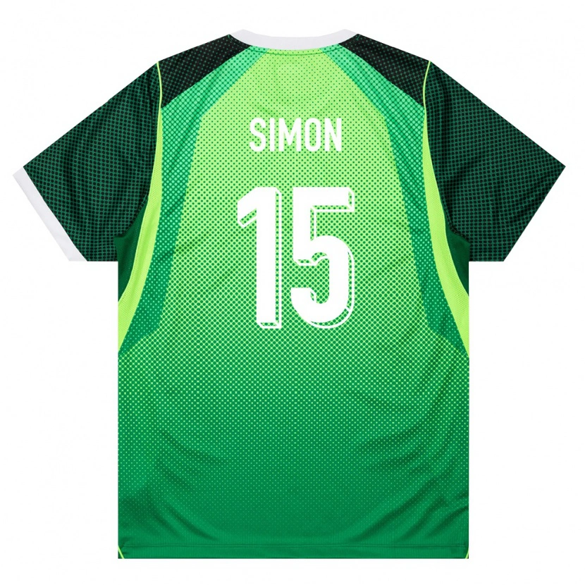 Danxen Hombre Camiseta Nigeria Moses Simon #15 Verde Blanco 1ª Equipación 26-28 La Camisa