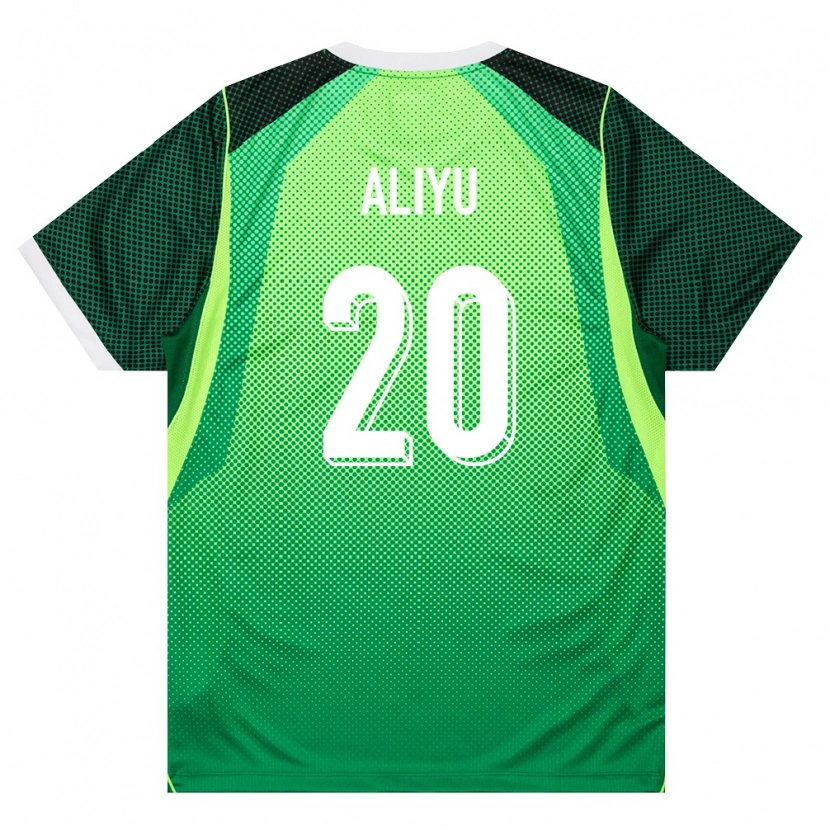 Danxen Hombre Camiseta Nigeria Haruna Aliyu #20 Verde Blanco 1ª Equipación 26-28 La Camisa