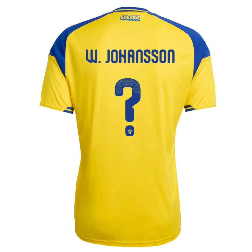 Danxen Hombre Camiseta Suecia William Johansson #0 Amarillo Azul Blanco 1ª Equipación 26-28 La Camisa