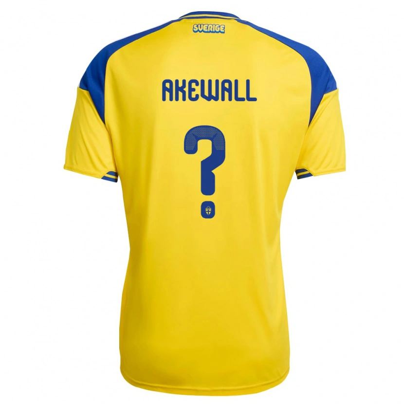Danxen Hombre Camiseta Suecia Oskar Åkewall #0 Amarillo Azul Blanco 1ª Equipación 26-28 La Camisa
