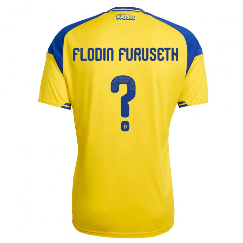 Danxen Hombre Camiseta Suecia Toste Flodin Furuseth #0 Amarillo Azul Blanco 1ª Equipación 26-28 La Camisa