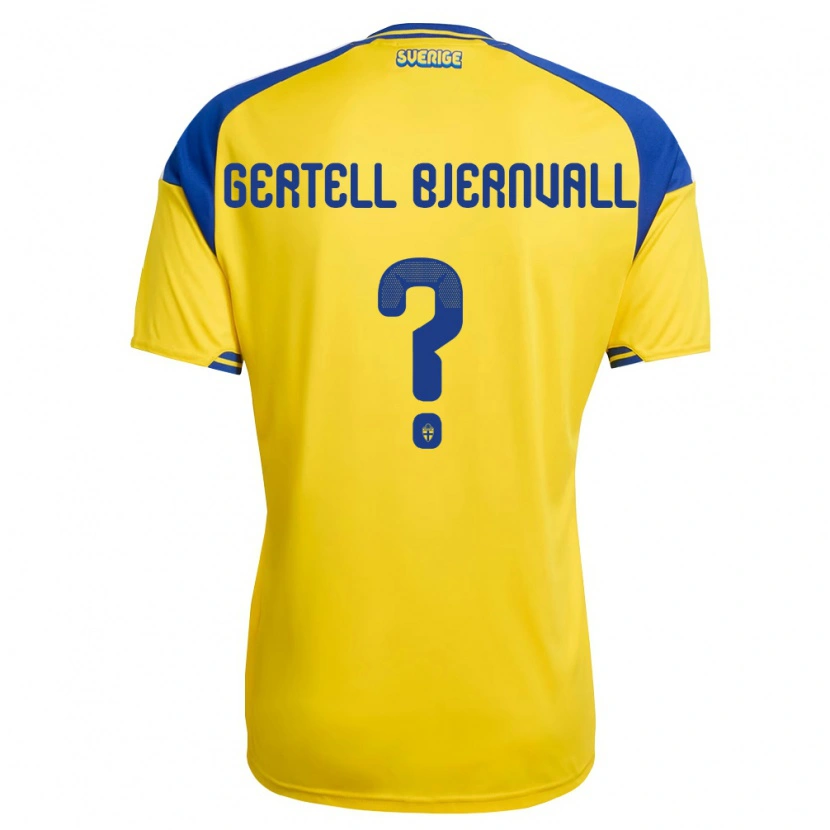 Danxen Hombre Camiseta Suecia Felix Gertell Bjernvall #0 Amarillo Azul Blanco 1ª Equipación 26-28 La Camisa
