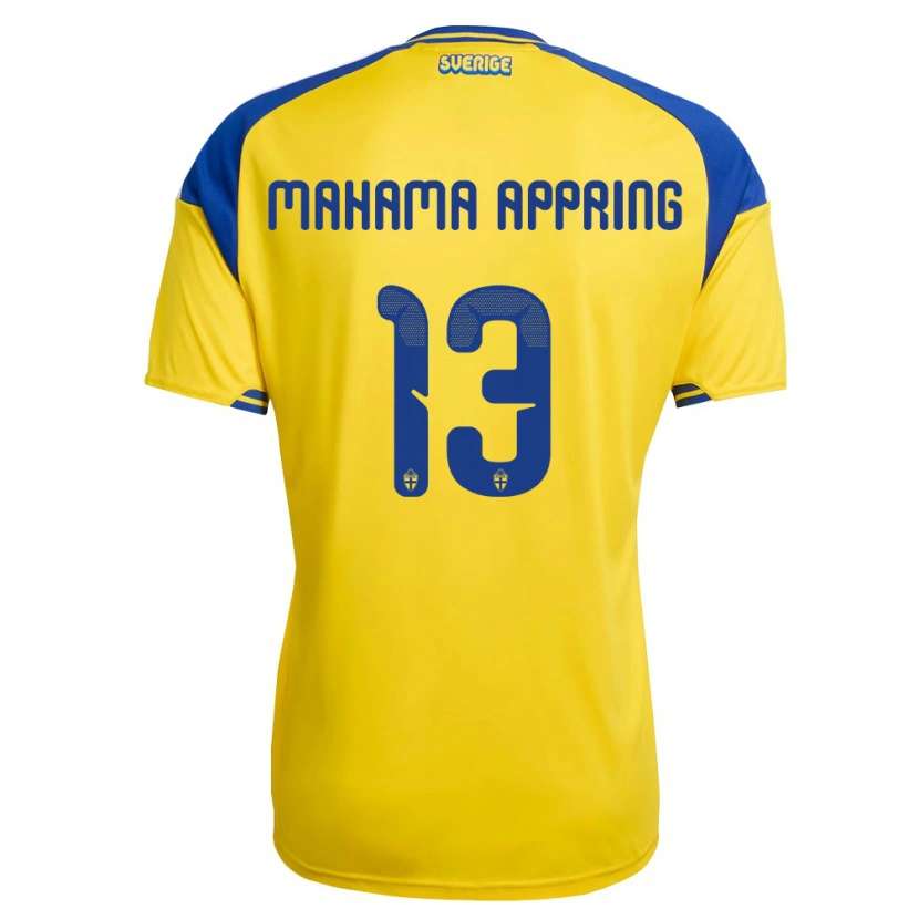 Danxen Hombre Camiseta Suecia Elliot Mahama Appring #13 Amarillo Azul Blanco 1ª Equipación 26-28 La Camisa