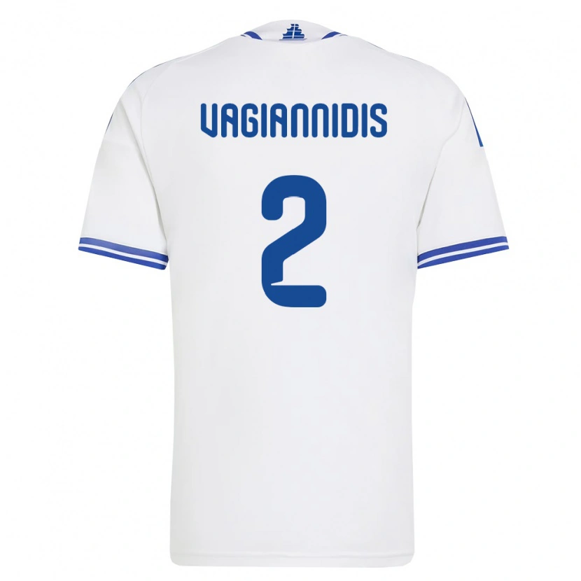 Danxen Hombre Camiseta Grecia Georgios Vagiannidis #2 Blanco Azul 1ª Equipación 26-28 La Camisa