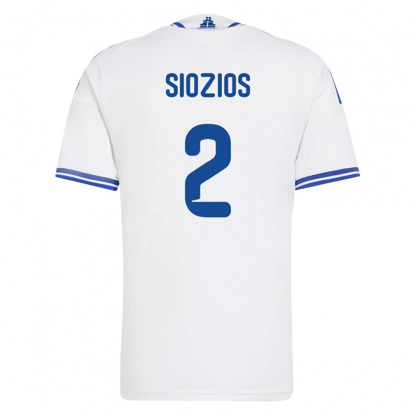 Danxen Hombre Camiseta Grecia Georgios Siozios #2 Blanco Azul 1ª Equipación 26-28 La Camisa