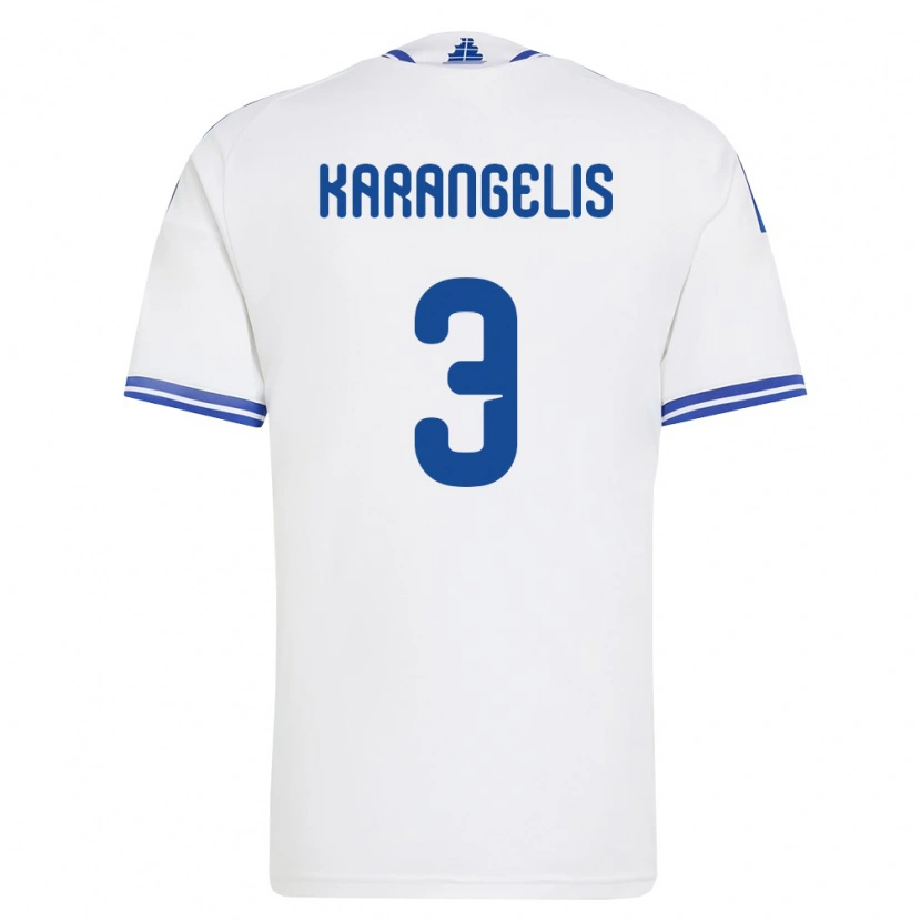 Danxen Hombre Camiseta Grecia Konstantinos Karangelis #3 Blanco Azul 1ª Equipación 26-28 La Camisa