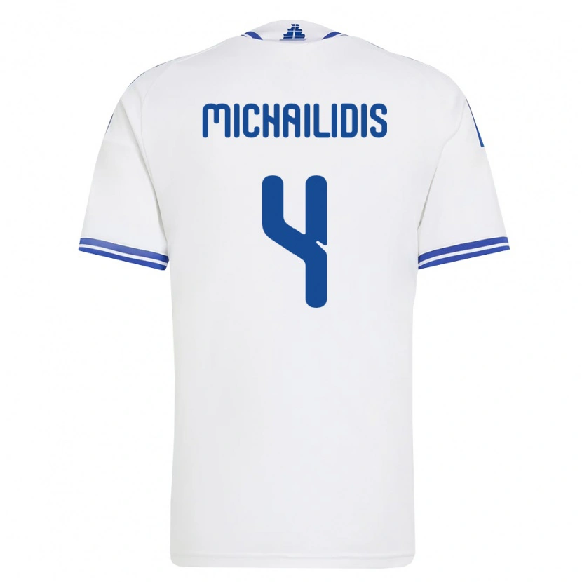 Danxen Hombre Camiseta Grecia Giannis Michailidis #4 Blanco Azul 1ª Equipación 26-28 La Camisa