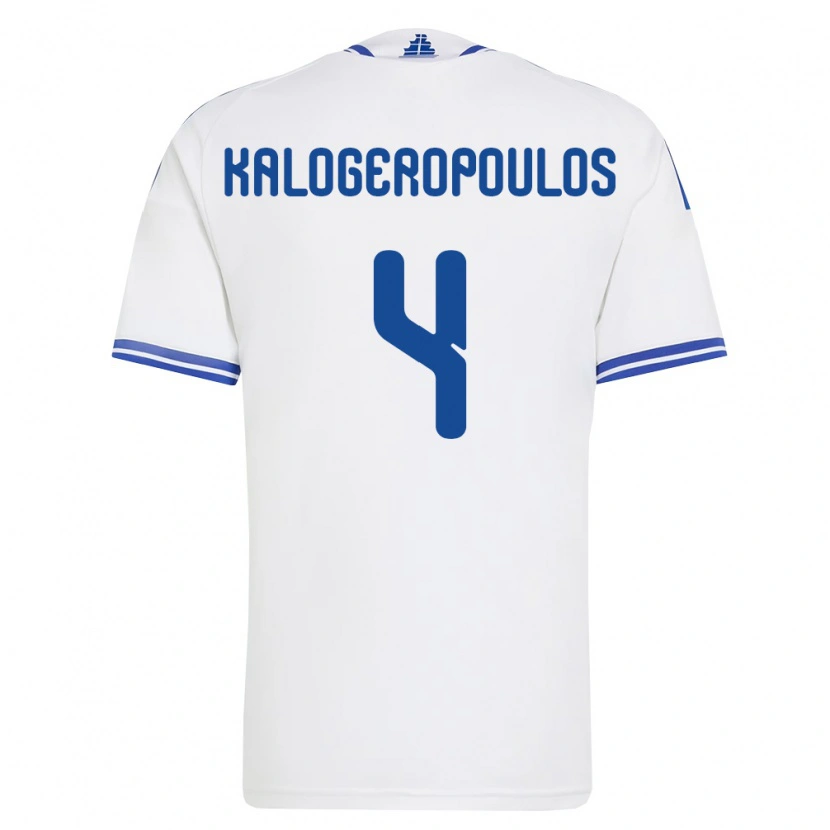 Danxen Hombre Camiseta Grecia Alexios Kalogeropoulos #4 Blanco Azul 1ª Equipación 26-28 La Camisa