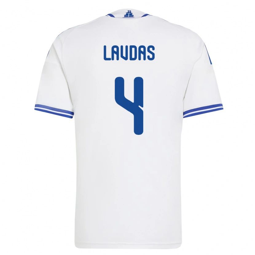 Danxen Hombre Camiseta Grecia Vasilios Lavdas #4 Blanco Azul 1ª Equipación 26-28 La Camisa