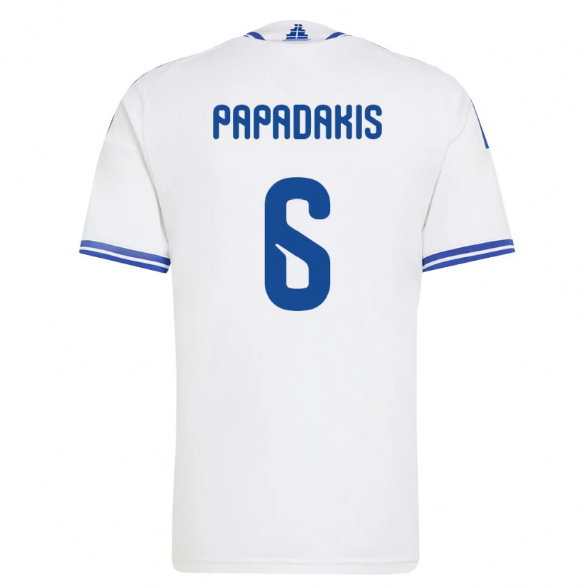Danxen Hombre Camiseta Grecia Konstantinos Papadakis #6 Blanco Azul 1ª Equipación 26-28 La Camisa