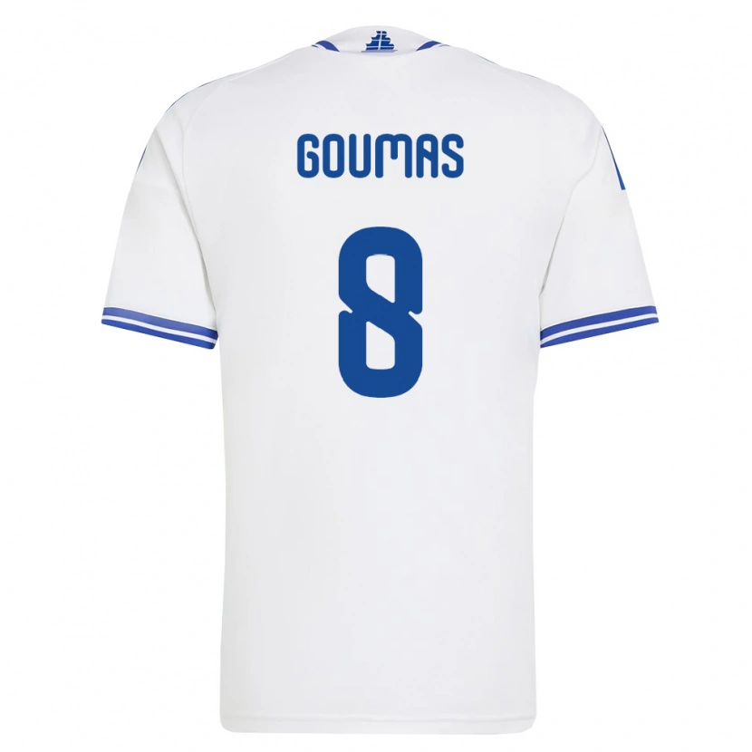 Danxen Hombre Camiseta Grecia Konstantinos Goumas #8 Blanco Azul 1ª Equipación 26-28 La Camisa