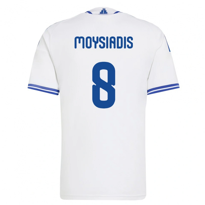 Danxen Hombre Camiseta Grecia Alexandros Moysiadis #8 Blanco Azul 1ª Equipación 26-28 La Camisa