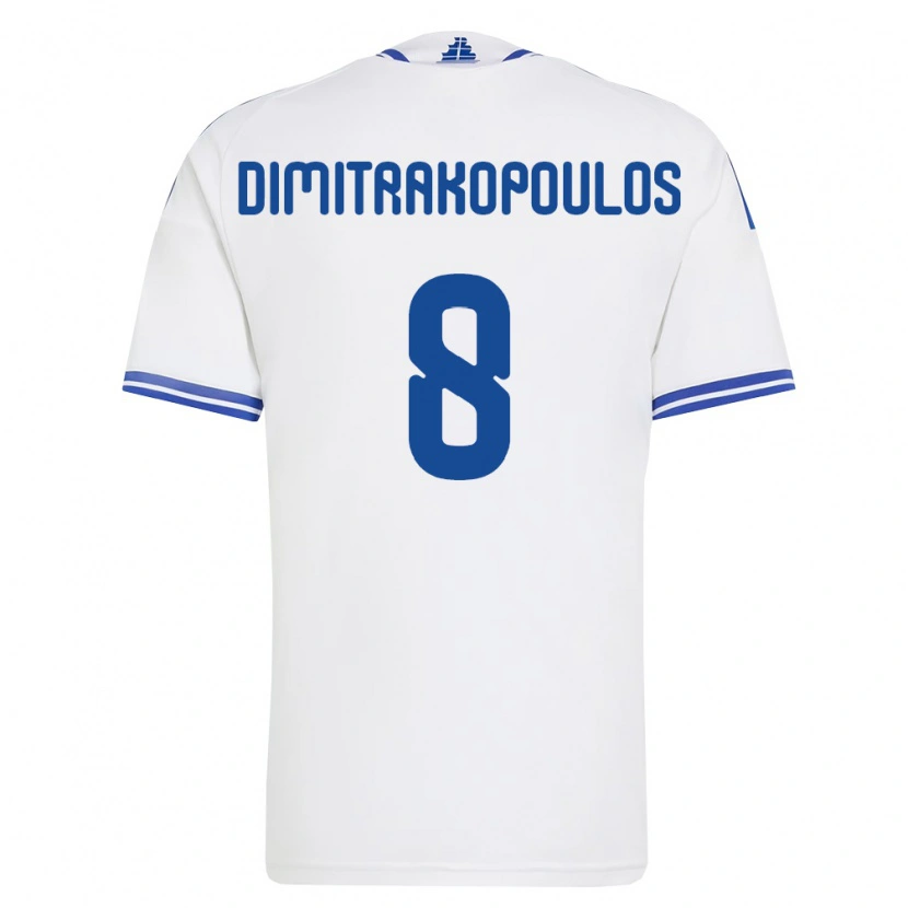 Danxen Hombre Camiseta Grecia Athanasios Dimitrakopoulos #8 Blanco Azul 1ª Equipación 26-28 La Camisa