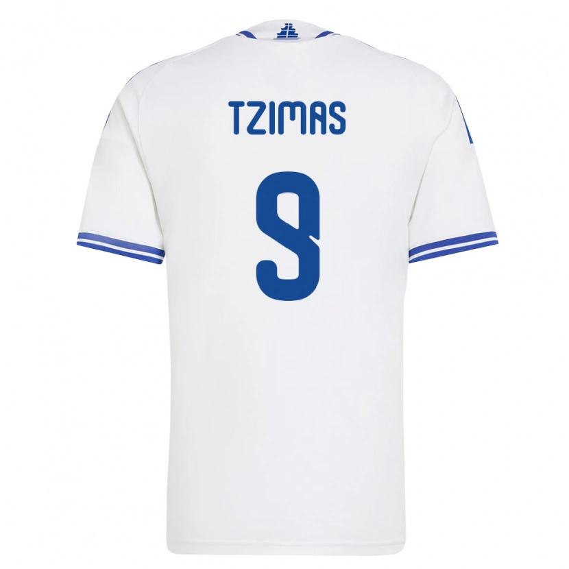 Danxen Hombre Camiseta Grecia Stefanos Tzimas #9 Blanco Azul 1ª Equipación 26-28 La Camisa