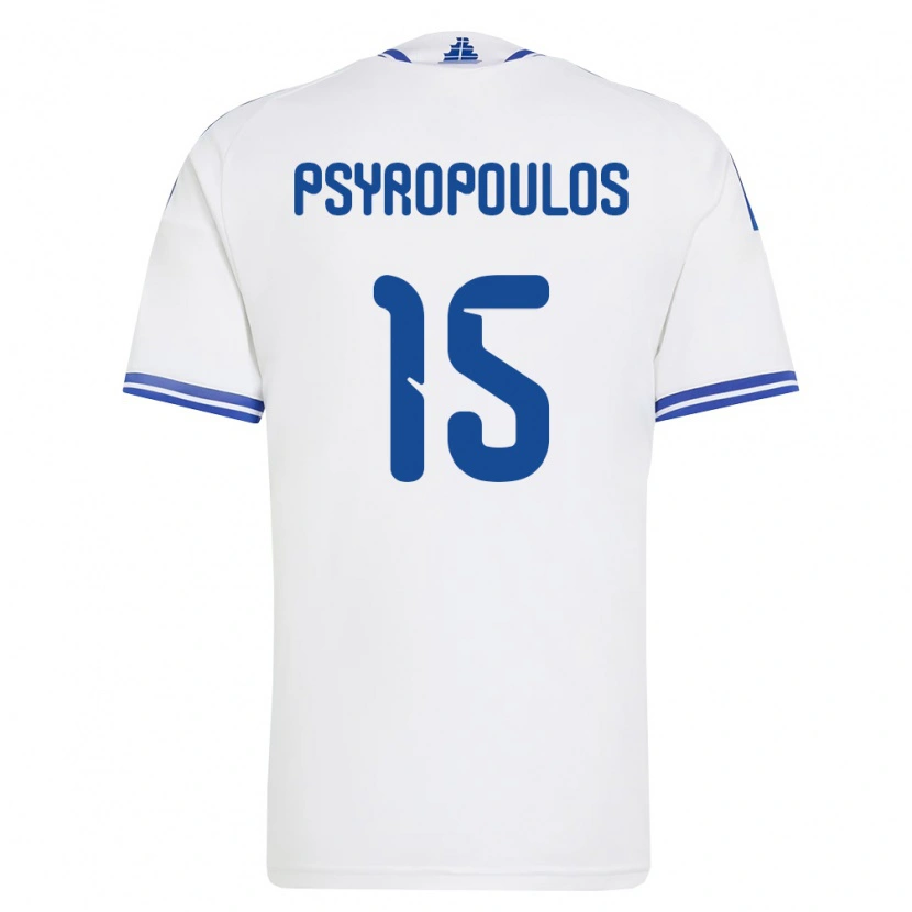 Danxen Hombre Camiseta Grecia Stavros Psyropoulos #15 Blanco Azul 1ª Equipación 26-28 La Camisa