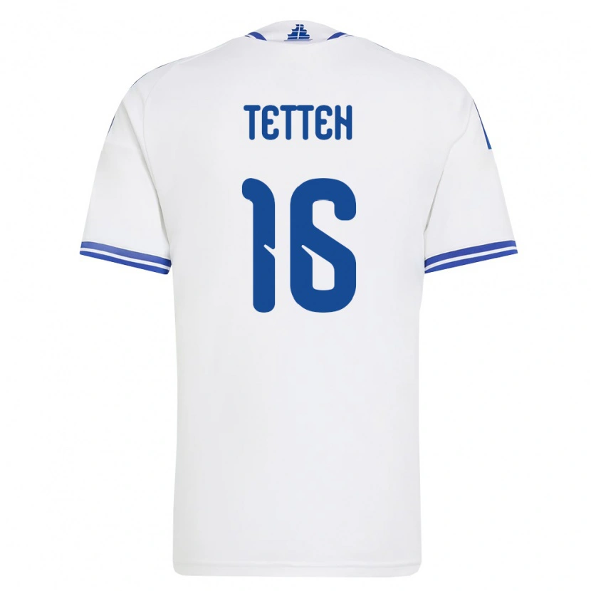 Danxen Hombre Camiseta Grecia Andreas Tetteh #16 Blanco Azul 1ª Equipación 26-28 La Camisa