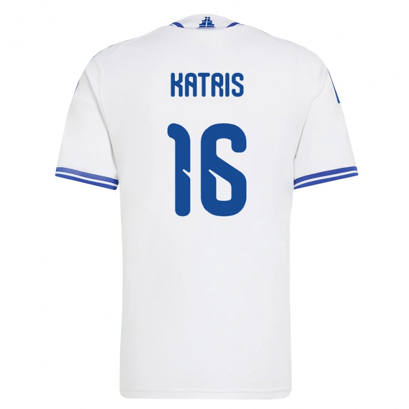 Danxen Hombre Camiseta Grecia Georgios Katris #16 Blanco Azul 1ª Equipación 26-28 La Camisa