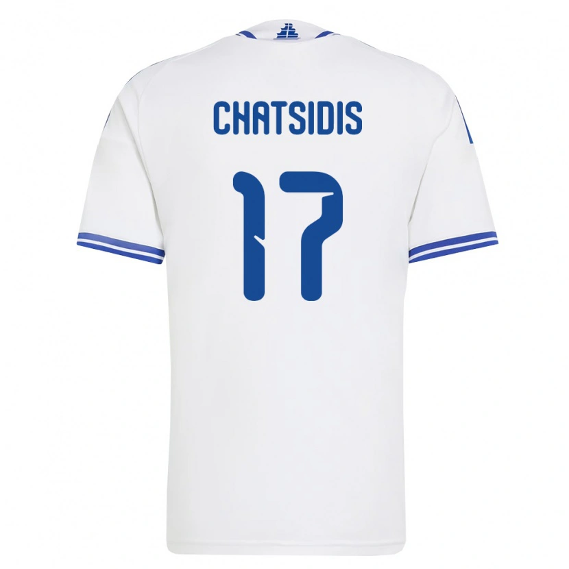 Danxen Hombre Camiseta Grecia Dimitrios Chatsidis #17 Blanco Azul 1ª Equipación 26-28 La Camisa