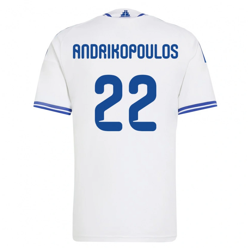 Danxen Hombre Camiseta Grecia Angelos Andrikopoulos #22 Blanco Azul 1ª Equipación 26-28 La Camisa