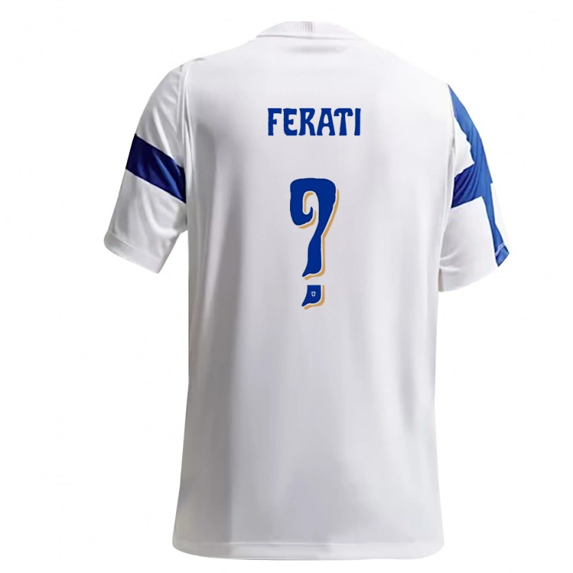 Danxen Hombre Camiseta Finlandia Florijan Ferati #0 Blanco Azul 1ª Equipación 26-28 La Camisa