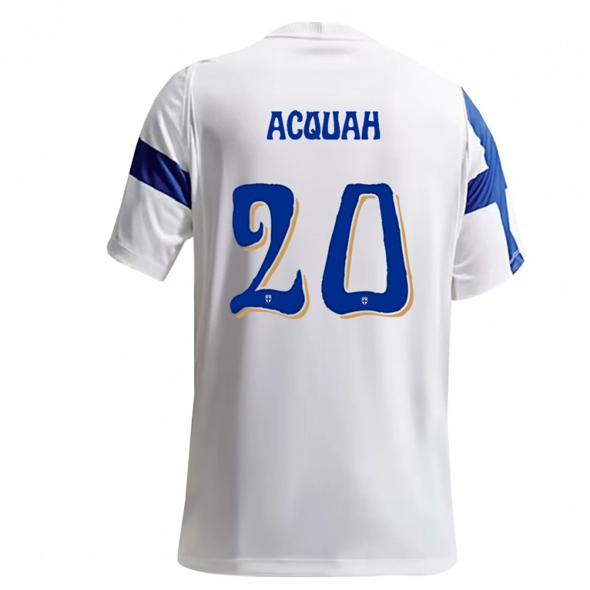 Danxen Hombre Camiseta Finlandia Markus Acquah #20 Blanco Azul 1ª Equipación 26-28 La Camisa